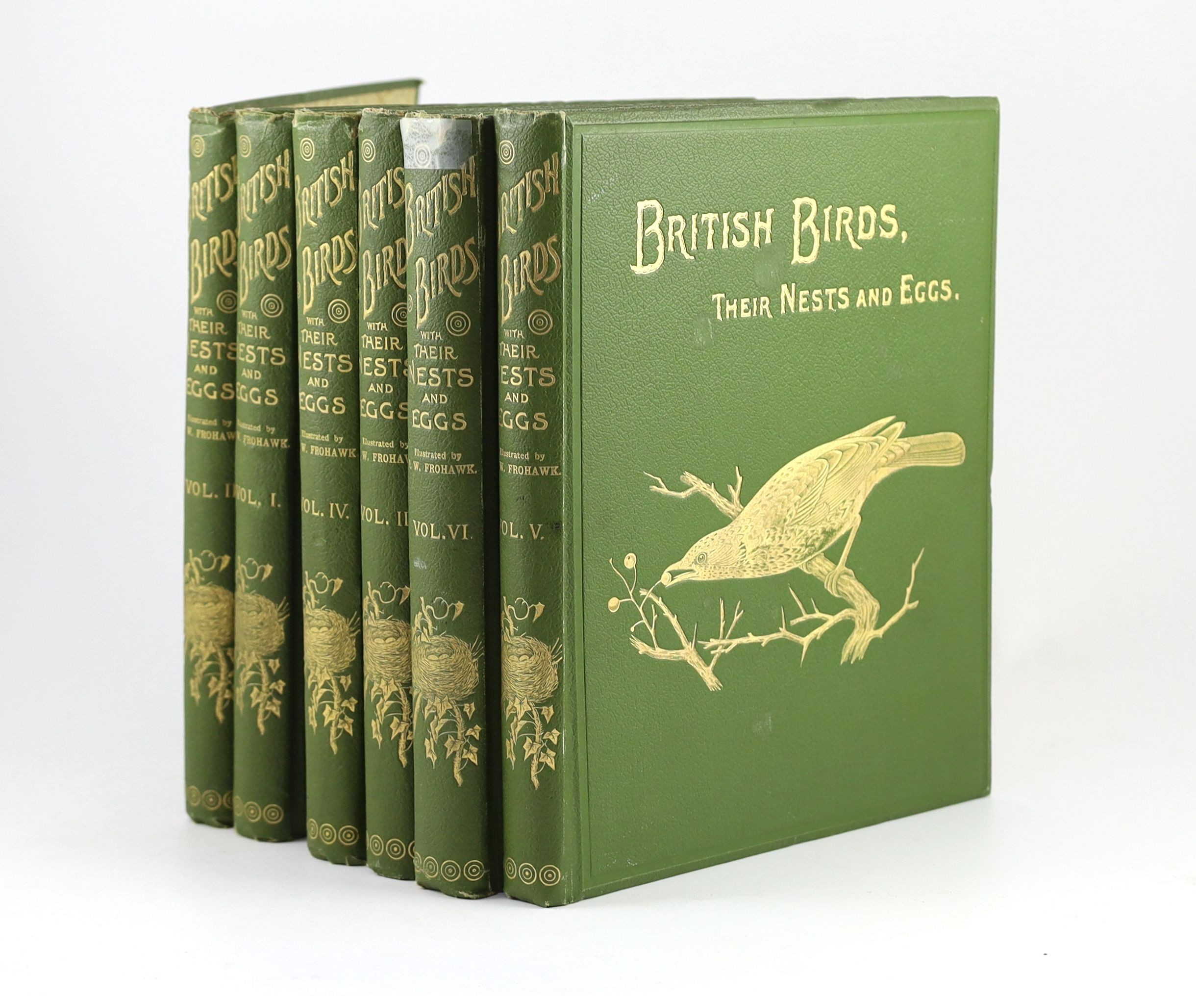 Butler, Arthur Gardiner and others - British Birds, with their Nests and Eggs, 6 vols, 4to, original pictorial cloth gilt, with 24 chromolithograpghs, Brumby and Clarke, Hull and London, [1896-98]